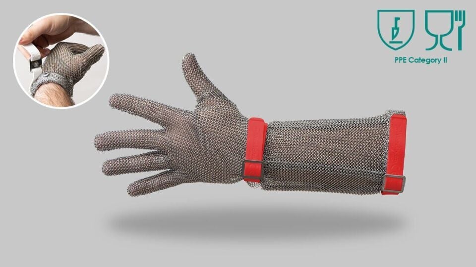 Çelik Örgü Eldiven ( Uzun Konçlu) 4-L-MAVİ